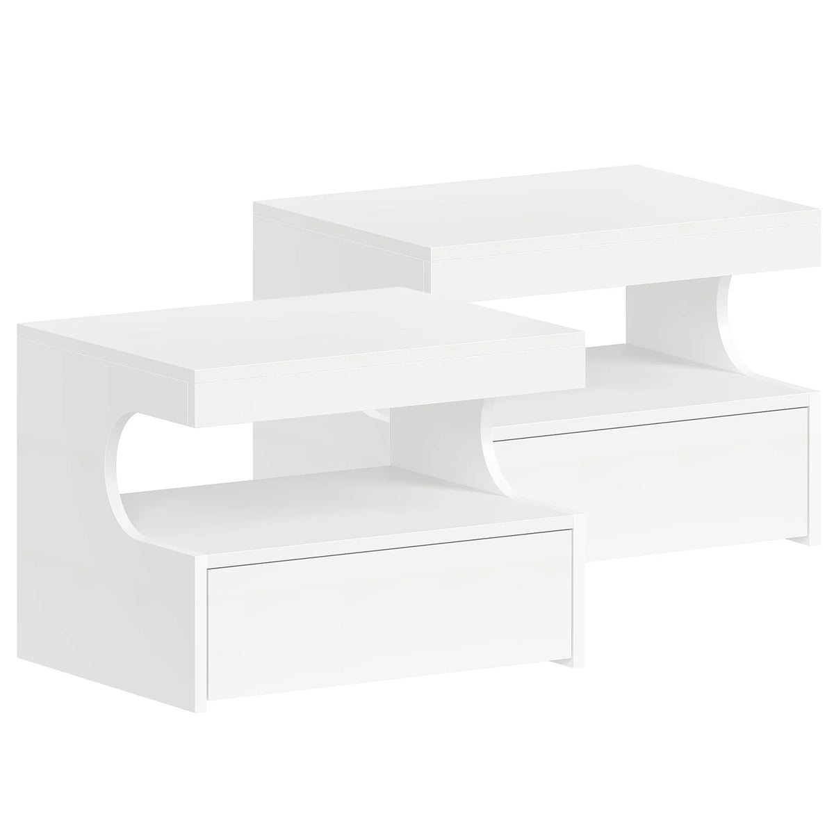 Duo de tables de chevet suspendues blanches – Tiroir & niche