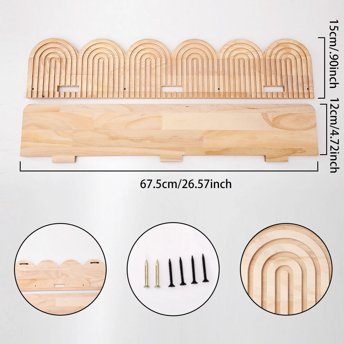 Étagères arc-en-ciel en bois naturel – Déco bohème