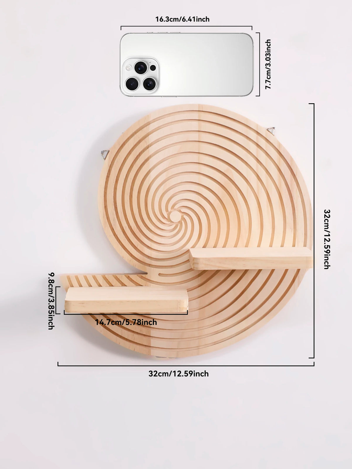 Étagère murale en bois – Coquillage & Spirale