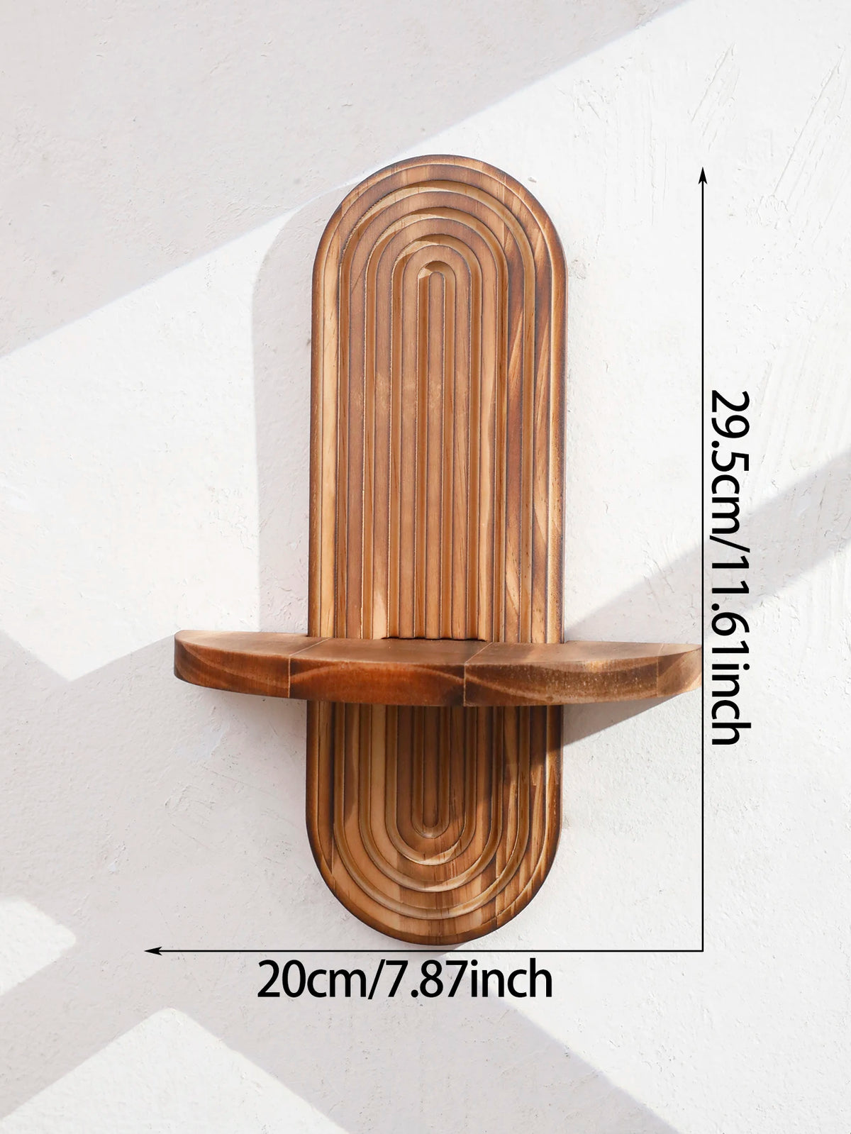 Étagère murale géométrique en bois naturel – Style bohème