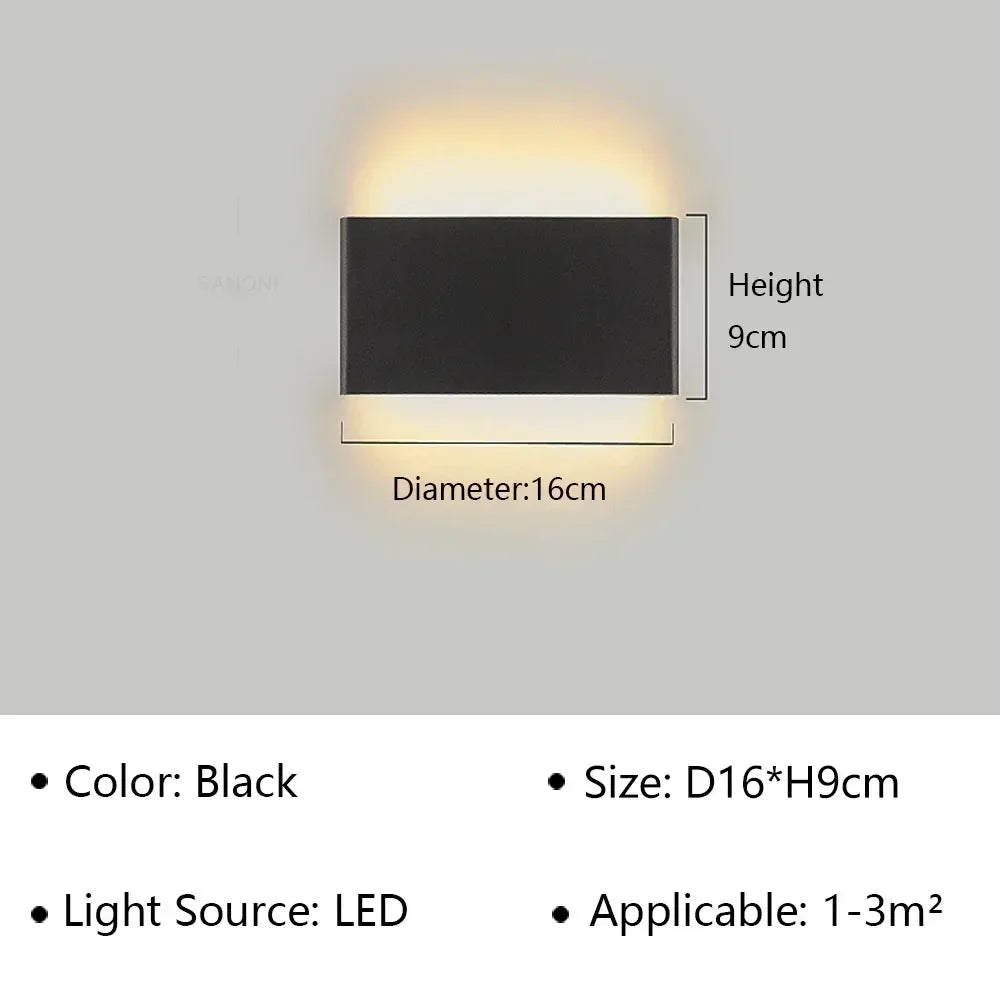 Applique murale LED en aluminium à éclairage haut et bas