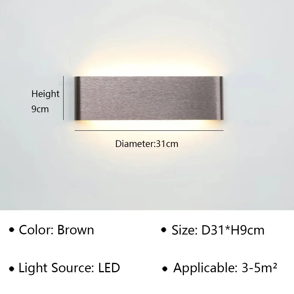 Applique murale LED en aluminium à éclairage haut et bas