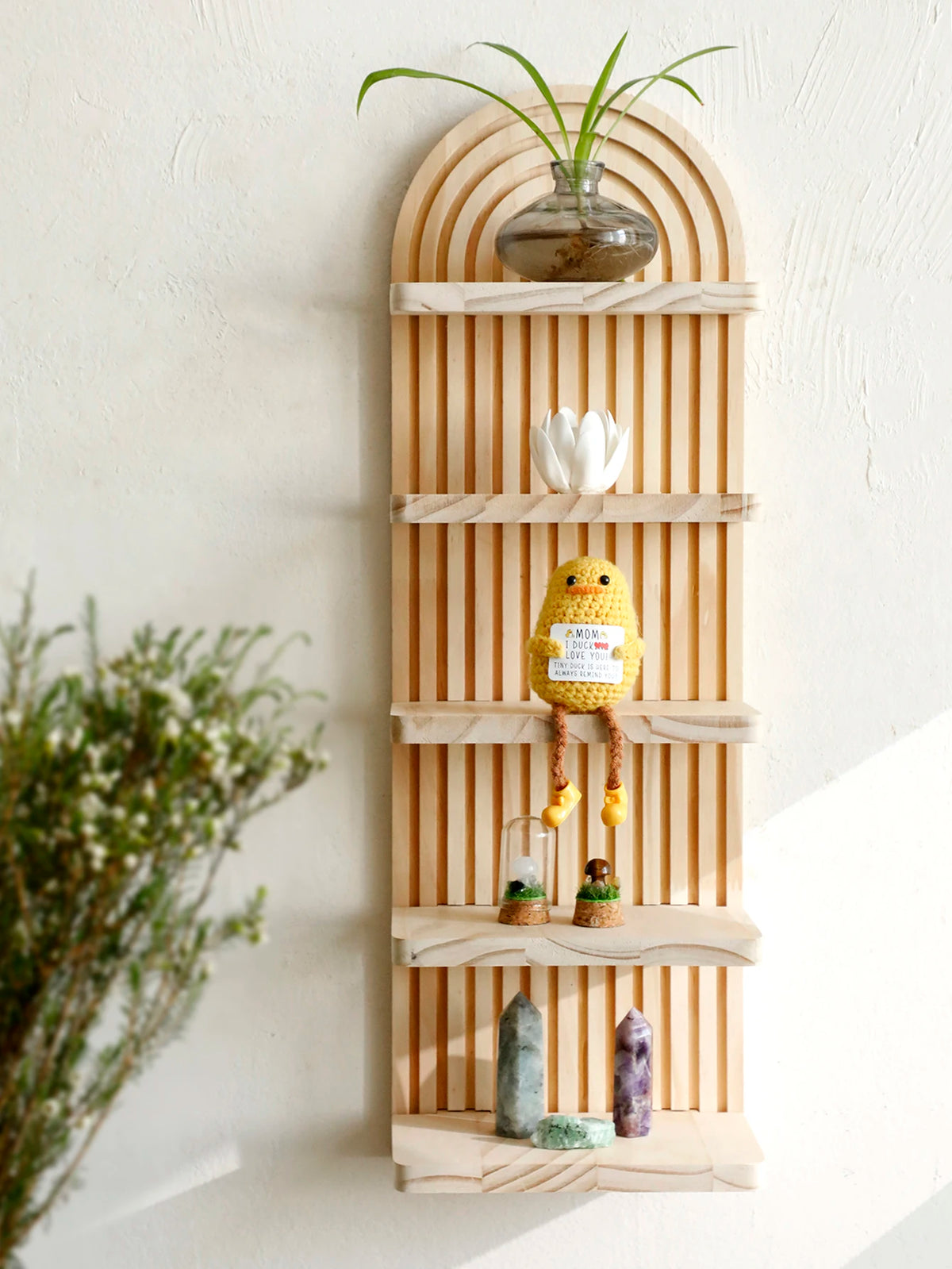 Étagère arche 5 niveaux en bois naturel – Nordique bohème