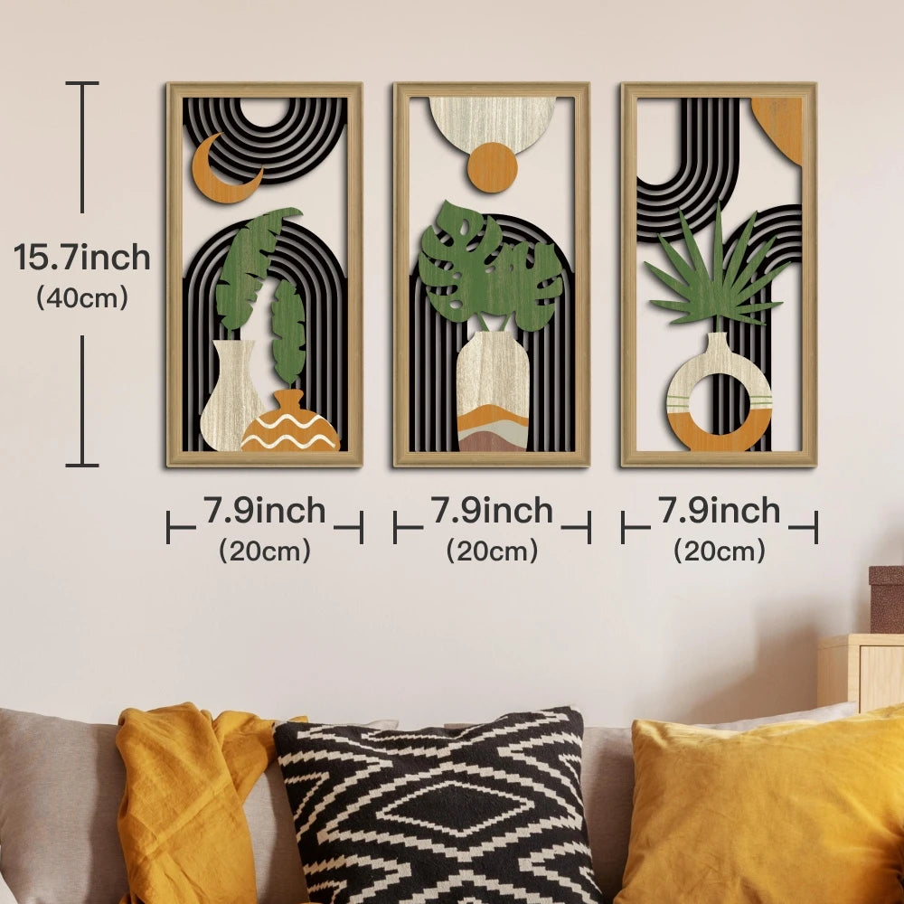 Décorations murales en bois – Motif feuillage bohème