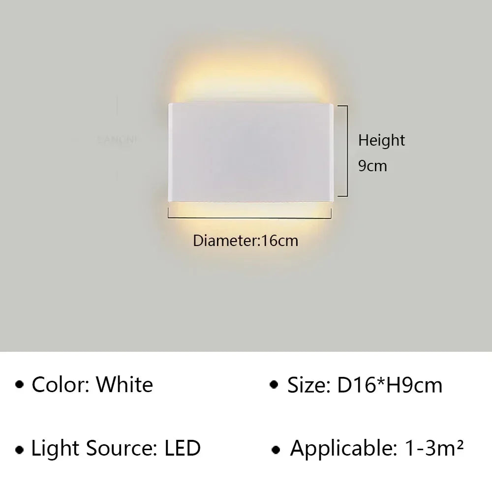 Applique murale LED en aluminium à éclairage haut et bas