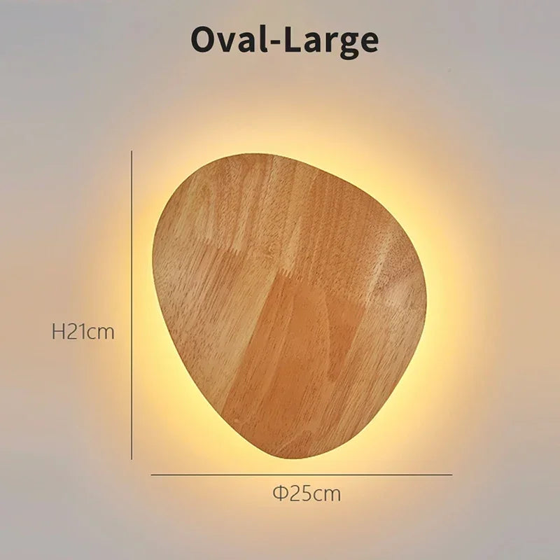 Applique murale LED en bois – Cercle & ovale minimaliste