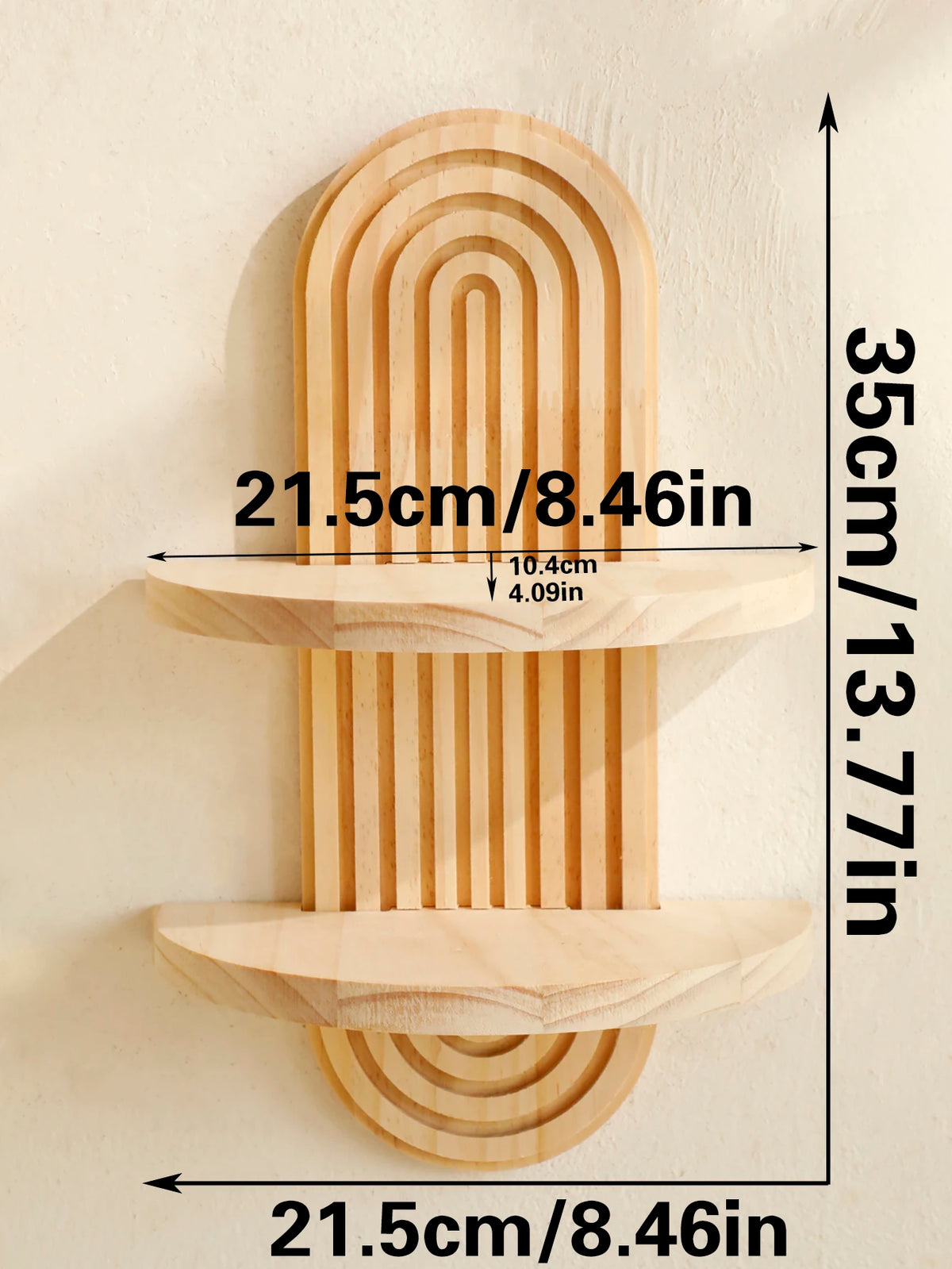 Étagère murale géométrique en bois naturel – Style bohème