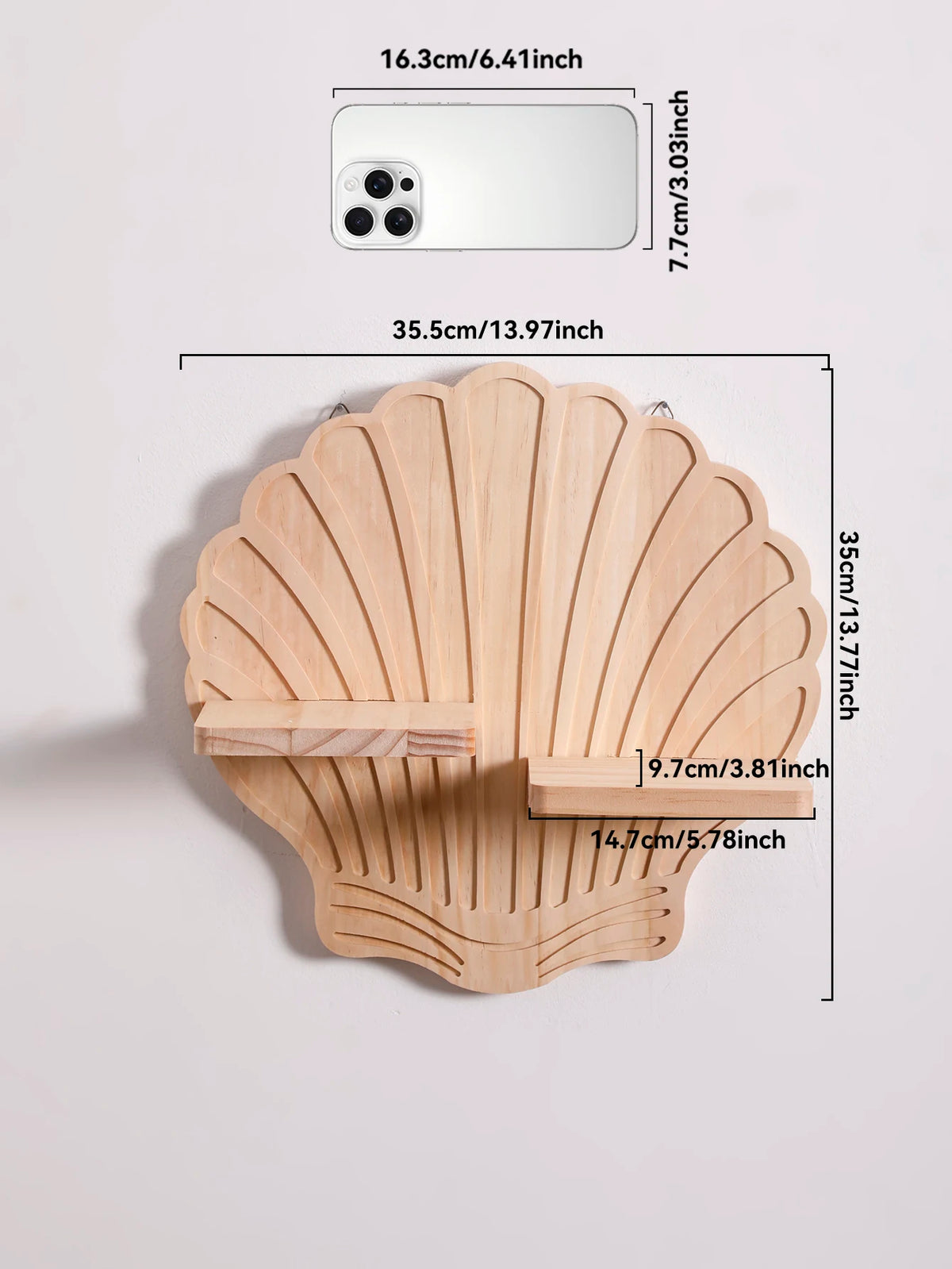 Étagère murale en bois – Coquillage & Spirale
