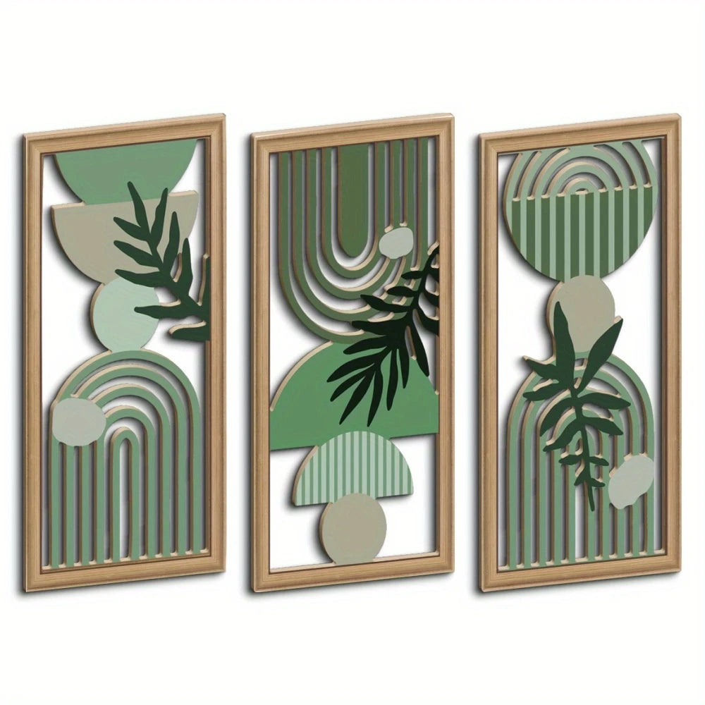 Décorations murales en bois – Motif feuillage bohème