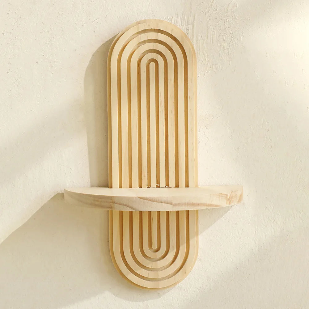 Étagère arche en bois rustique – Plantes & bougies