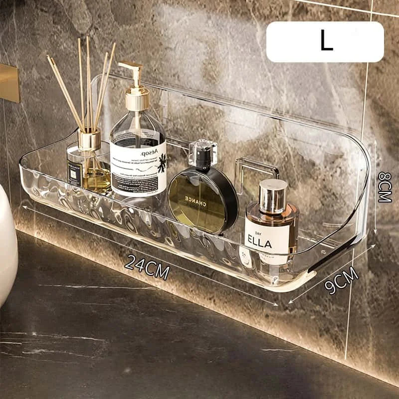 Étagère de salle de bain murale transparente – sans perçage