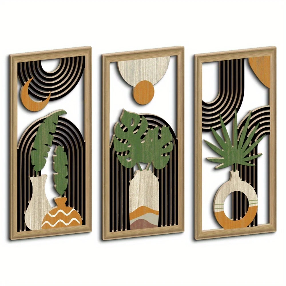 Décorations murales en bois – Motif feuillage bohème