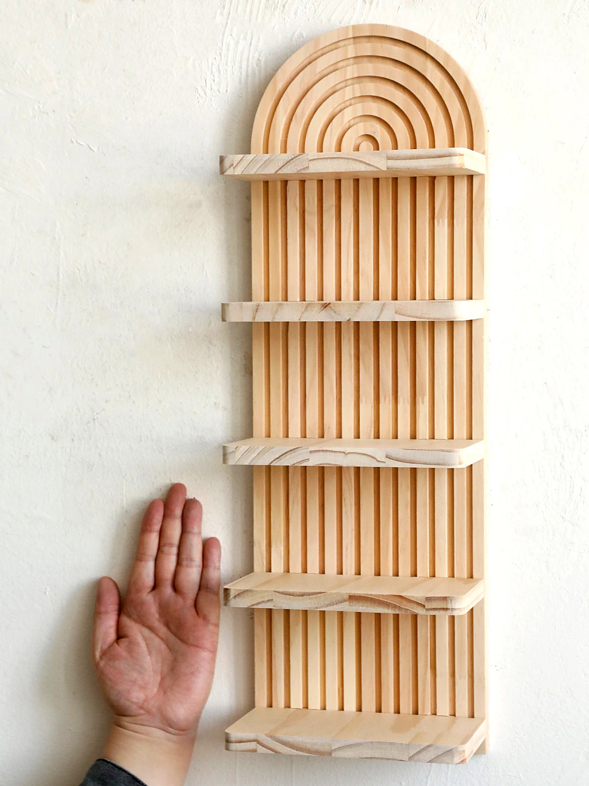 Étagère arche 5 niveaux en bois naturel – Nordique bohème