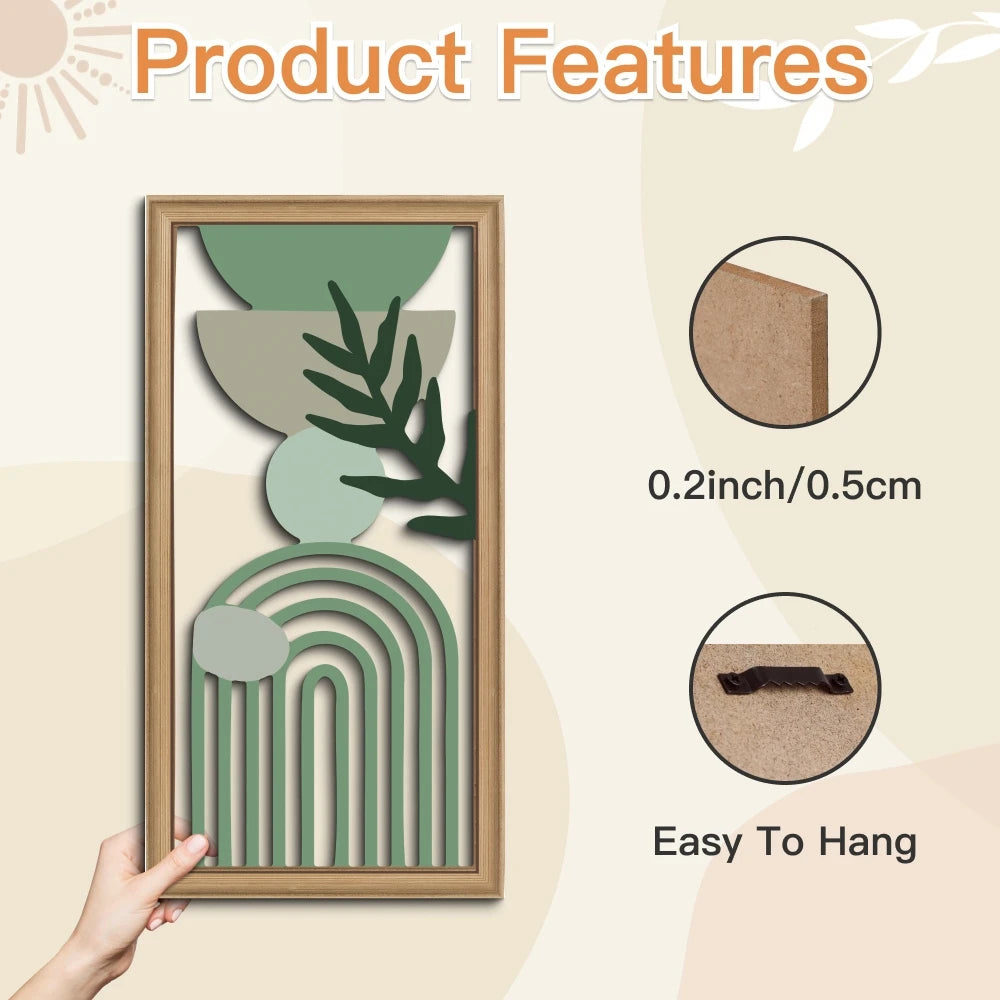 Décorations murales en bois – Motif feuillage bohème