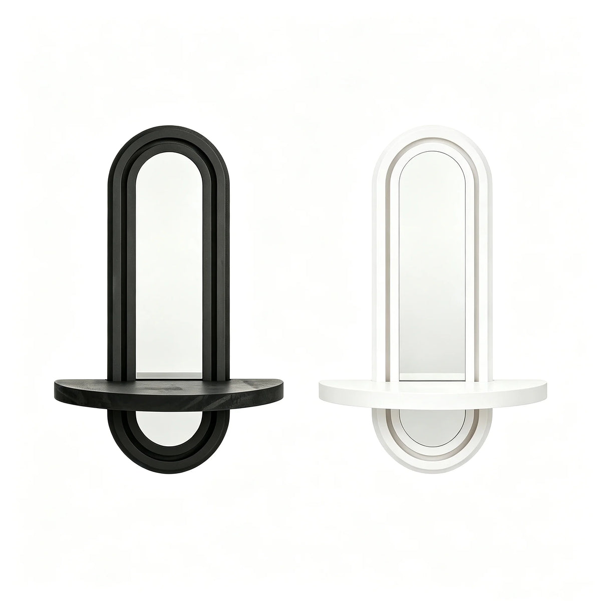 Miroir arche en bois avec étagère flottante – Esprit bohème