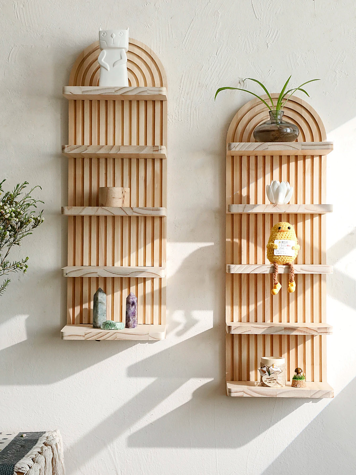 Étagère arche 5 niveaux en bois naturel – Nordique bohème