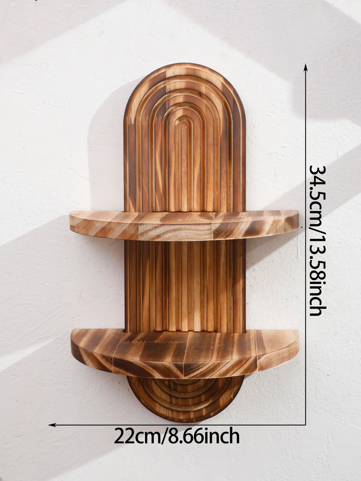 Étagère murale géométrique en bois naturel – Style bohème