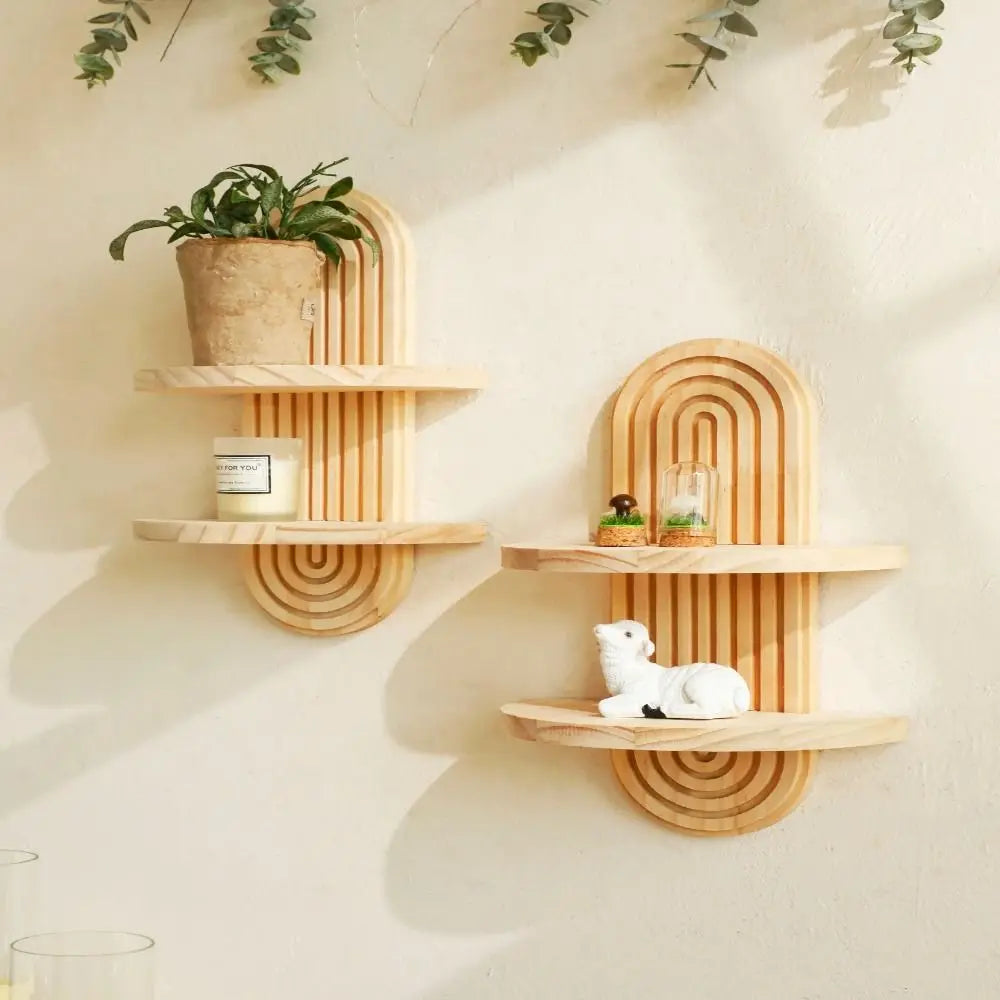 Étagère flottante en bois – Style bohème vintage