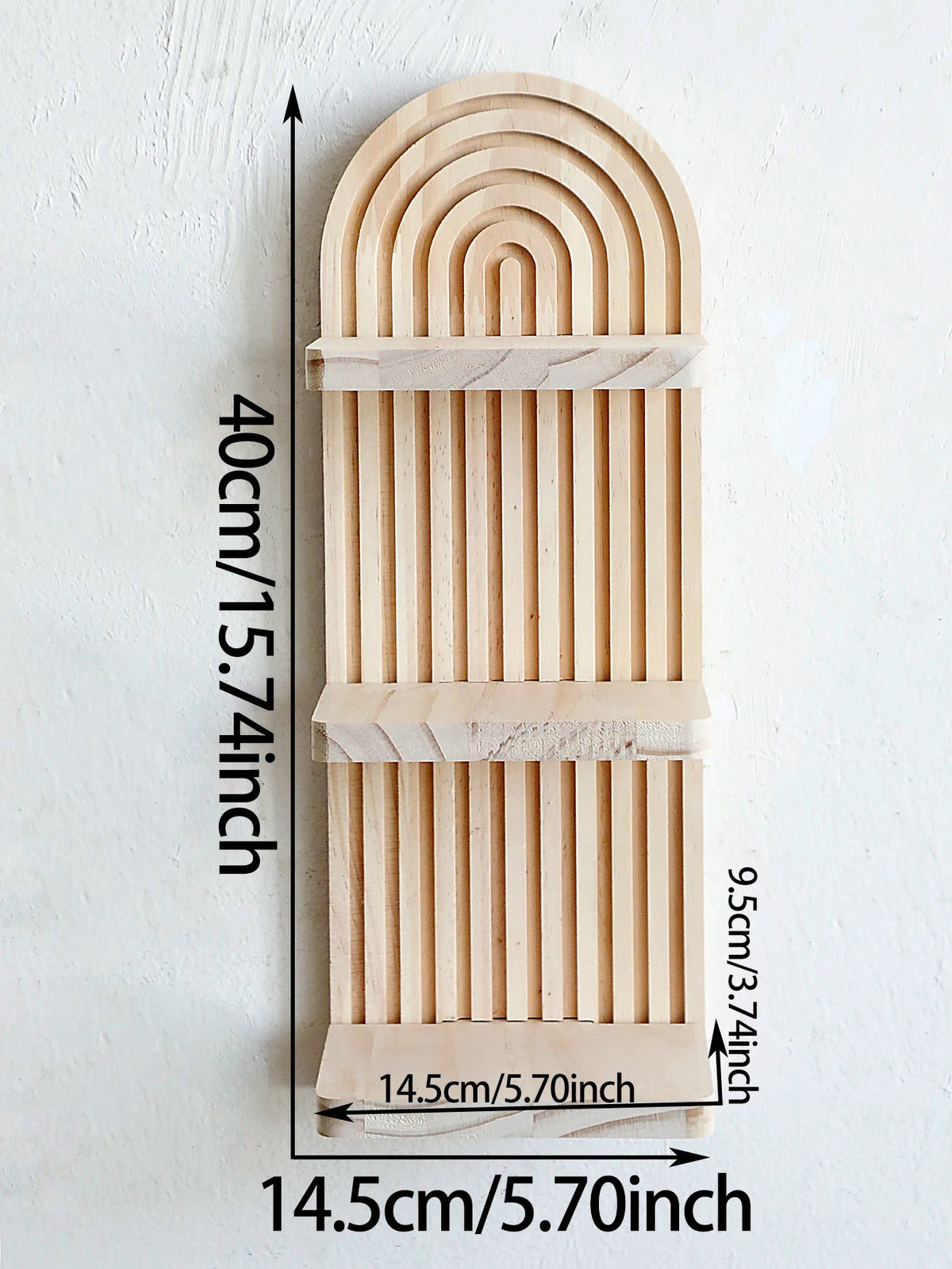 Étagère murale géométrique en bois naturel – Style bohème