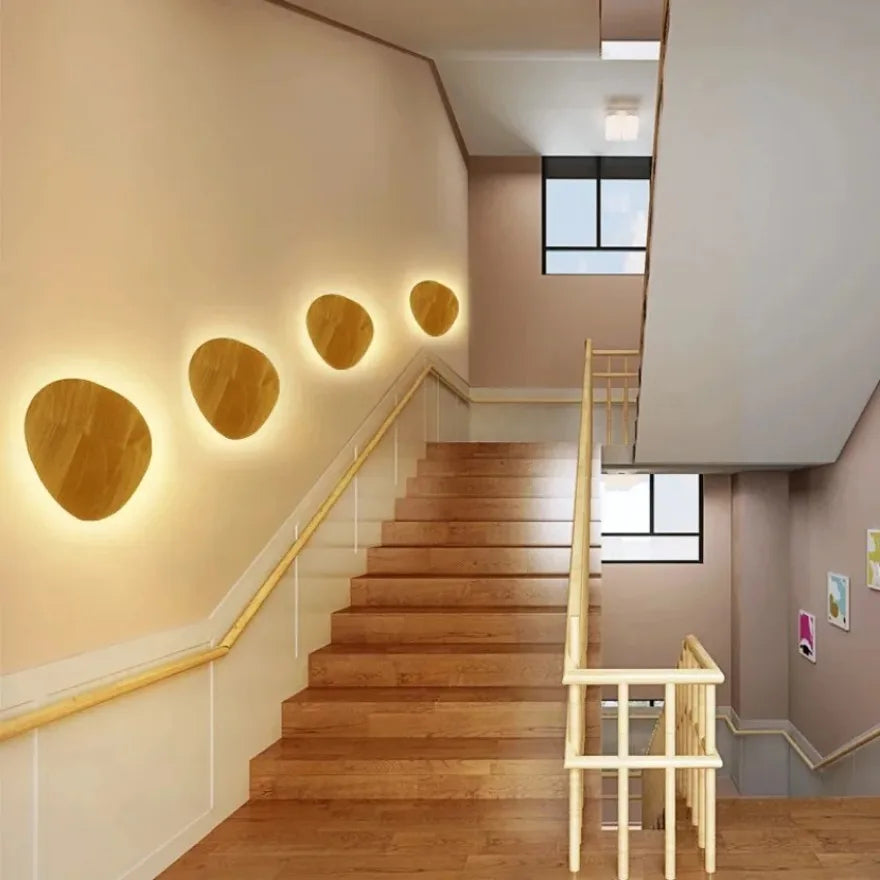 Applique murale LED en bois – Cercle & ovale minimaliste