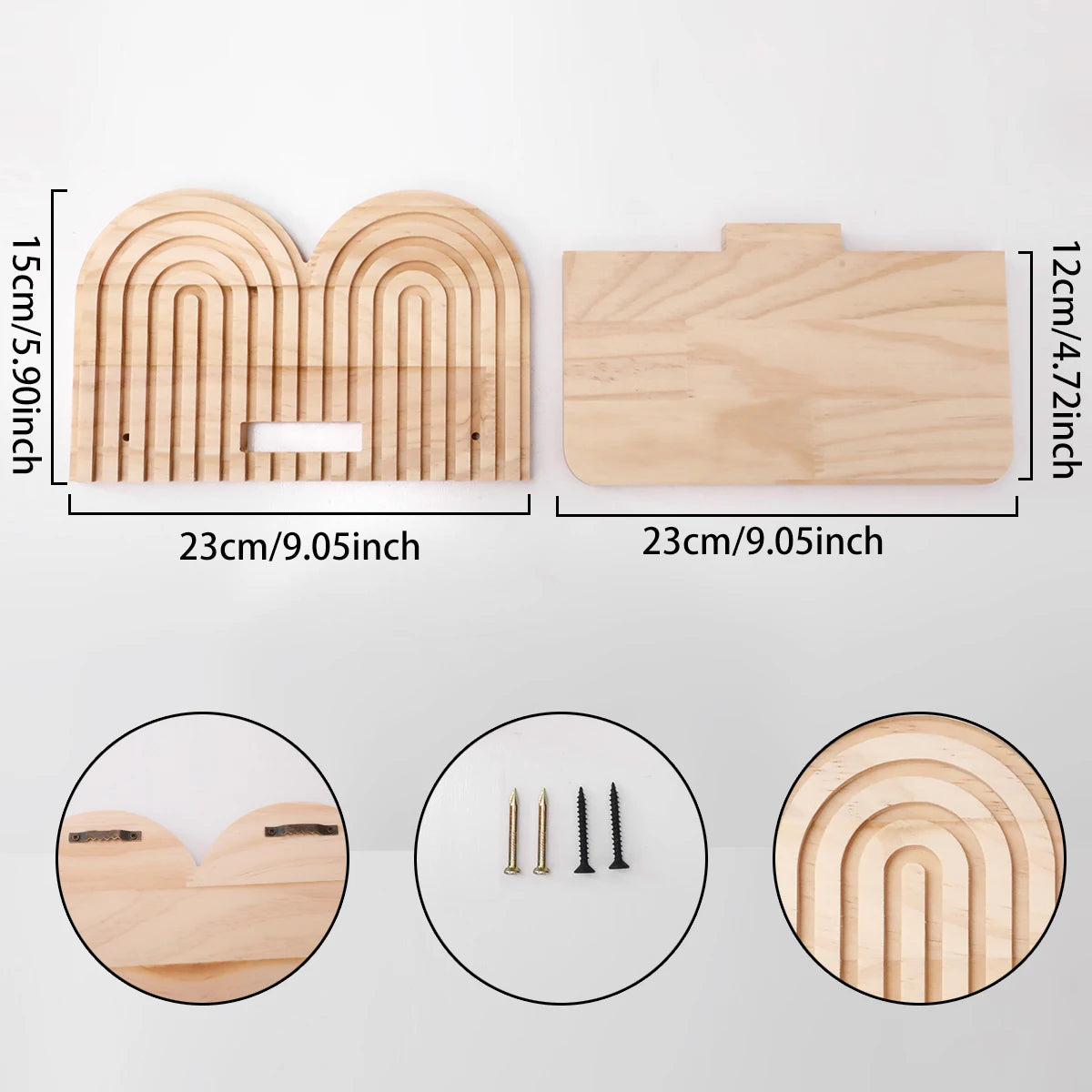 Étagère murale géométrique en bois naturel – Style bohème