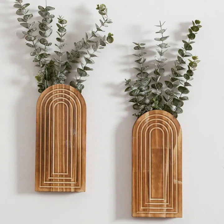 Vase mural arche en bois – Jardinière suspendue