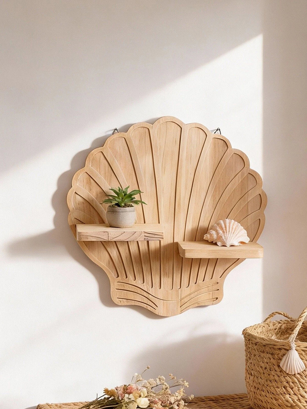 Étagère murale en bois – Coquillage & Spirale