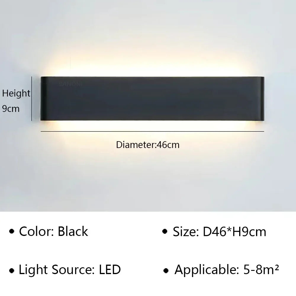 Applique murale LED en aluminium à éclairage haut et bas