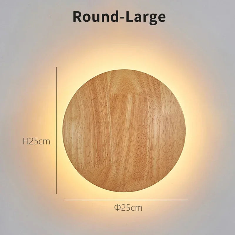 Applique murale LED en bois – Cercle & ovale minimaliste