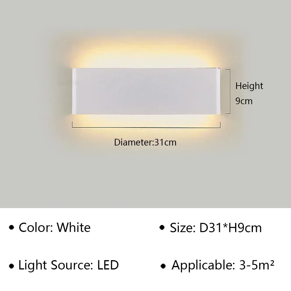 Applique murale LED en aluminium à éclairage haut et bas