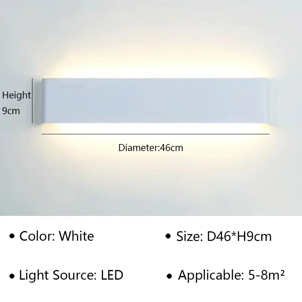 Applique murale LED en aluminium à éclairage haut et bas