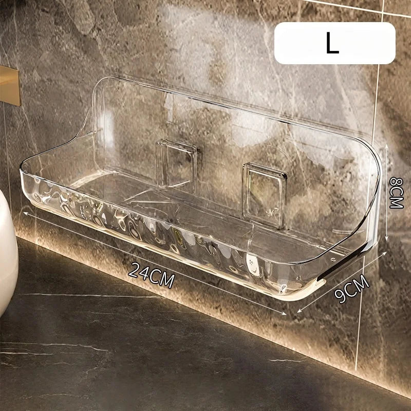 Étagère de salle de bain murale transparente – sans perçage