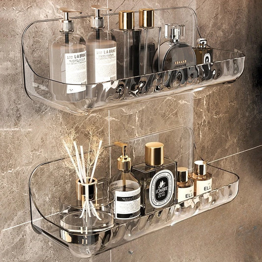 Étagère de salle de bain murale transparente sans perçage