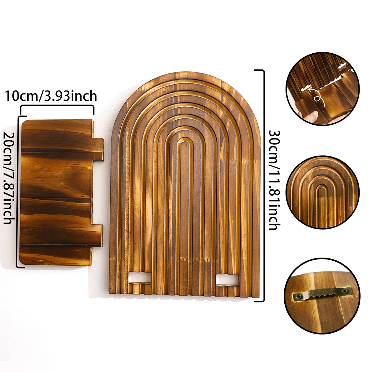 Étagère murale géométrique en bois naturel – Style bohème