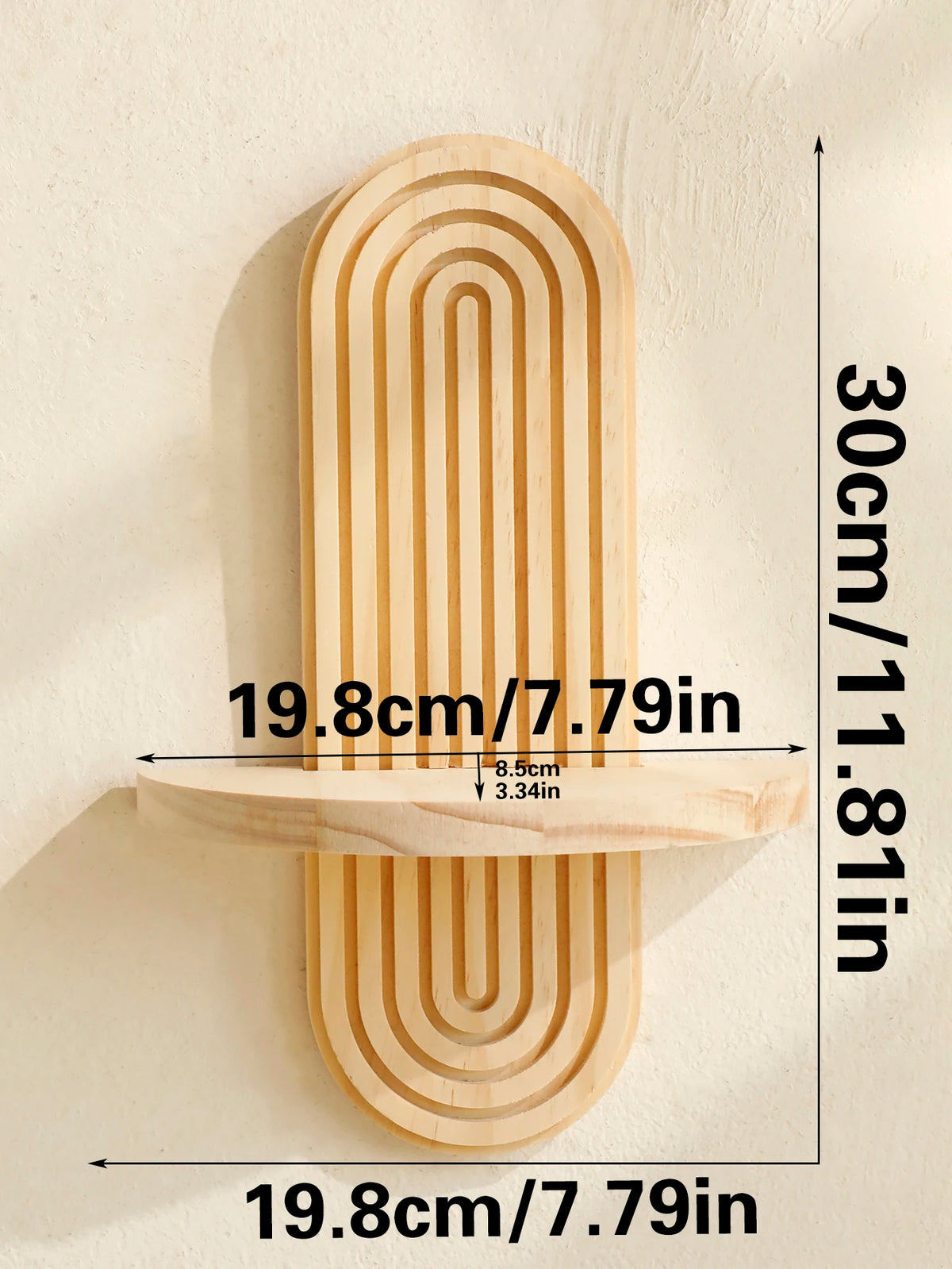 Étagère murale géométrique en bois naturel – Style bohème