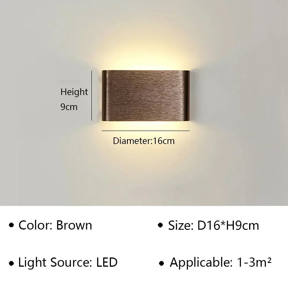 Applique murale LED en aluminium à éclairage haut et bas
