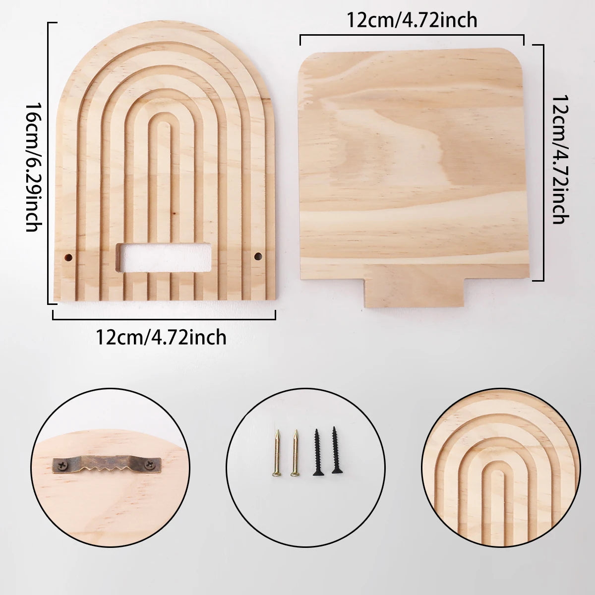 Étagère murale géométrique en bois naturel – Style bohème