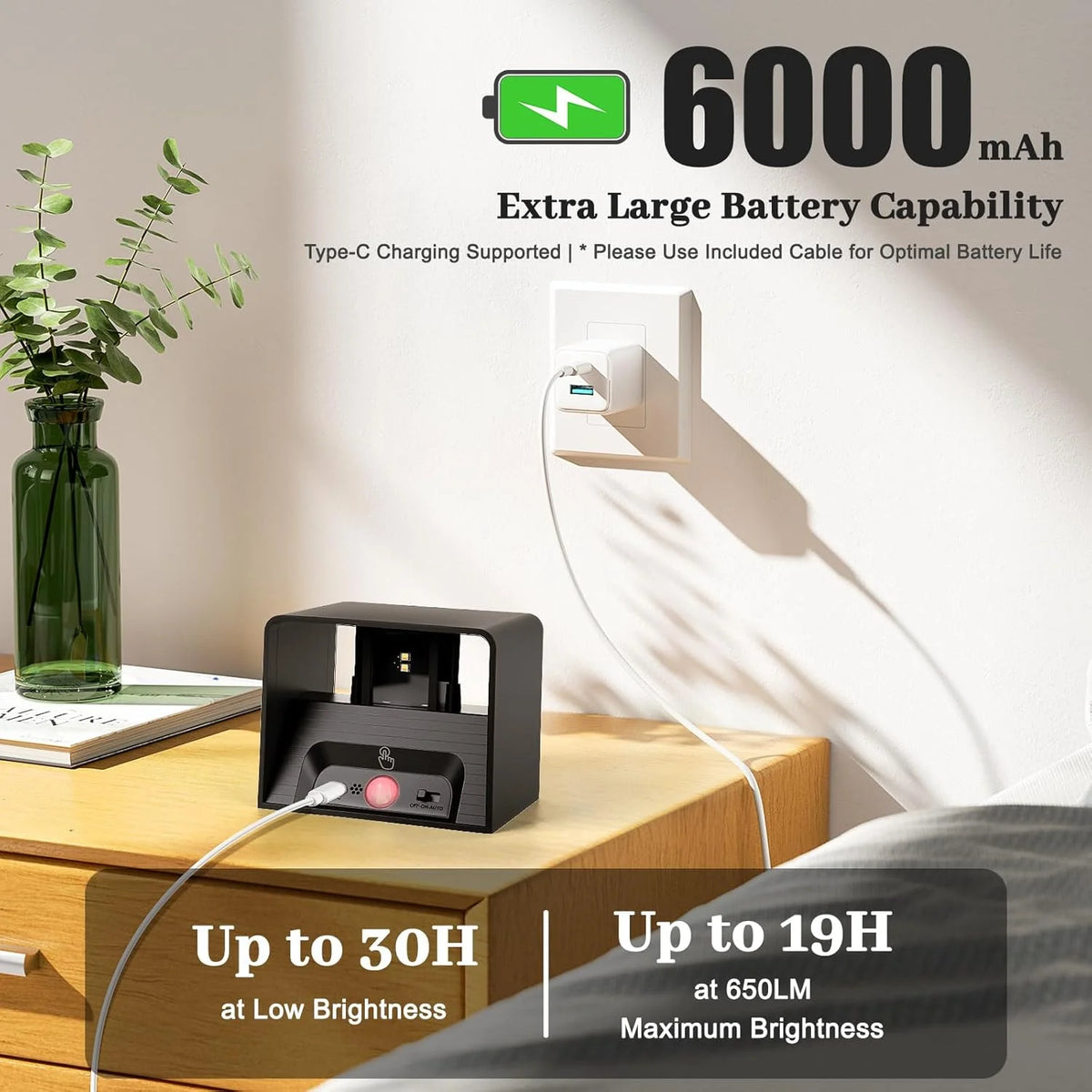 Applique murale LED rechargeable avec détecteur et télécommande