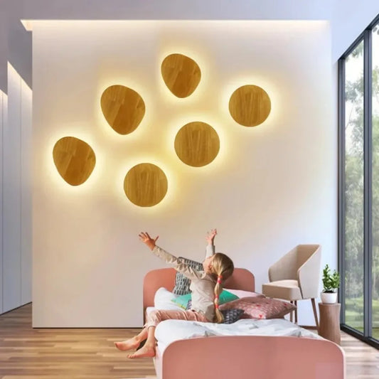 Applique murale LED en bois – Cercle & ovale minimaliste