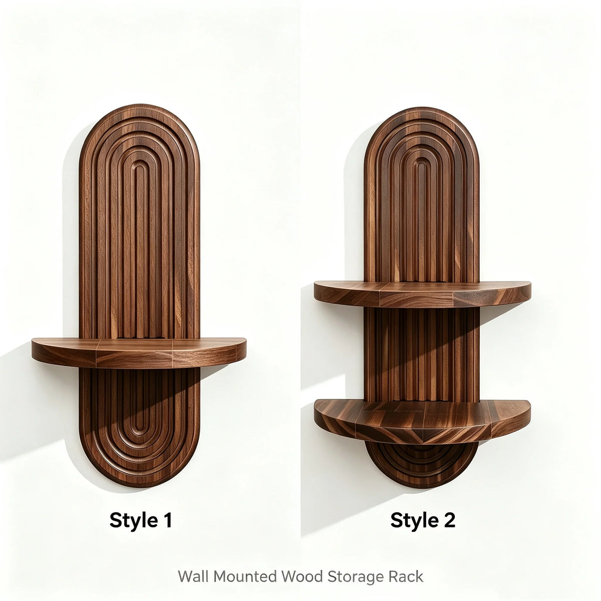 Étagère murale géométrique en bois naturel – Style bohème