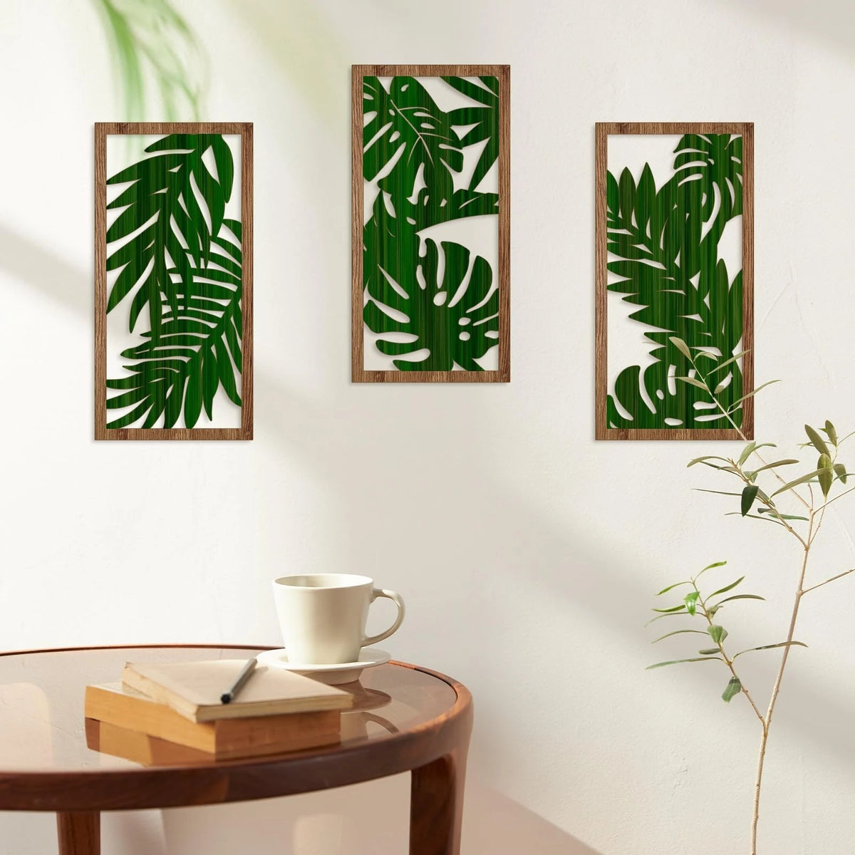 Décorations murales en bois – Motif feuillage bohème