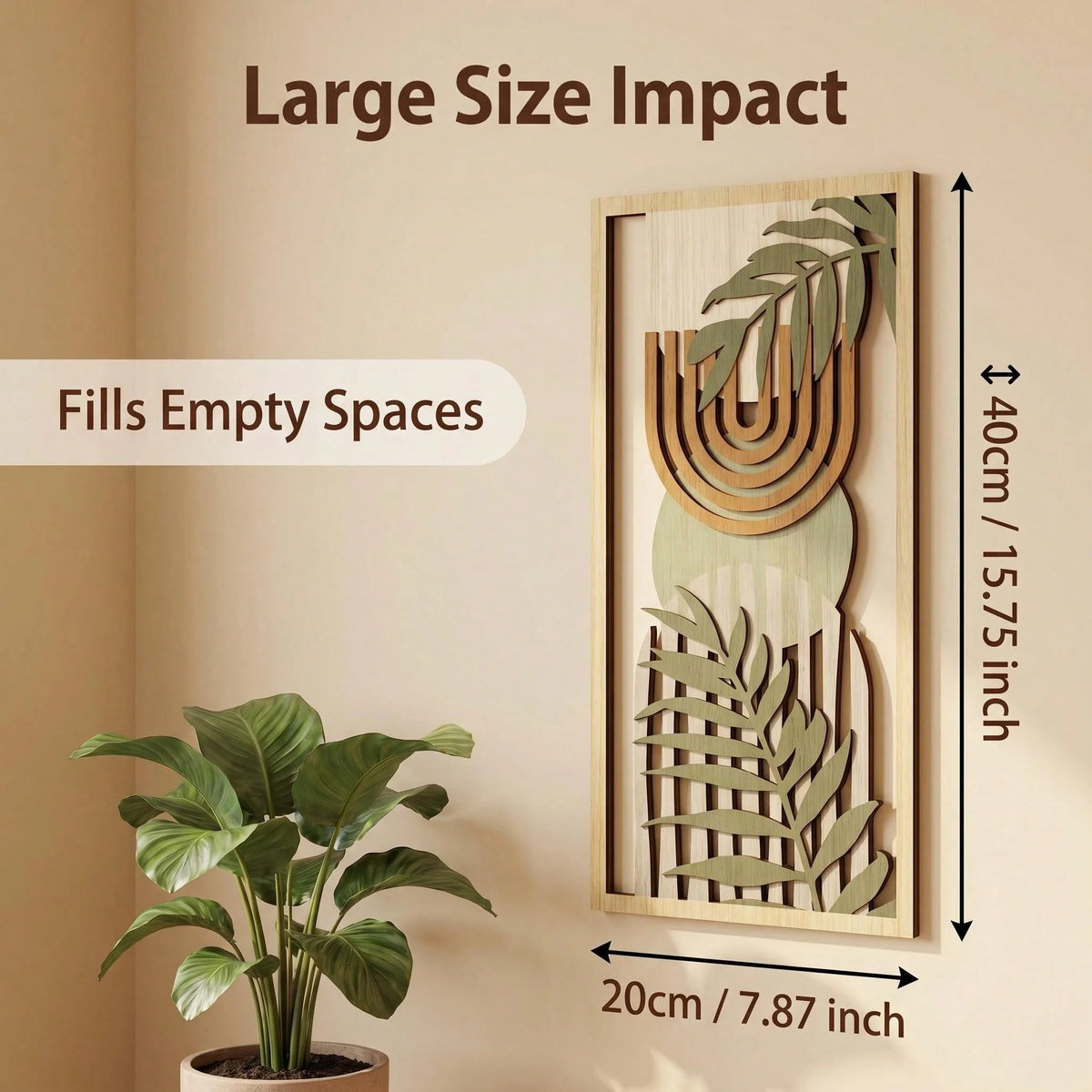 Trio d’art mural en bois – Sauge & lignes florales
