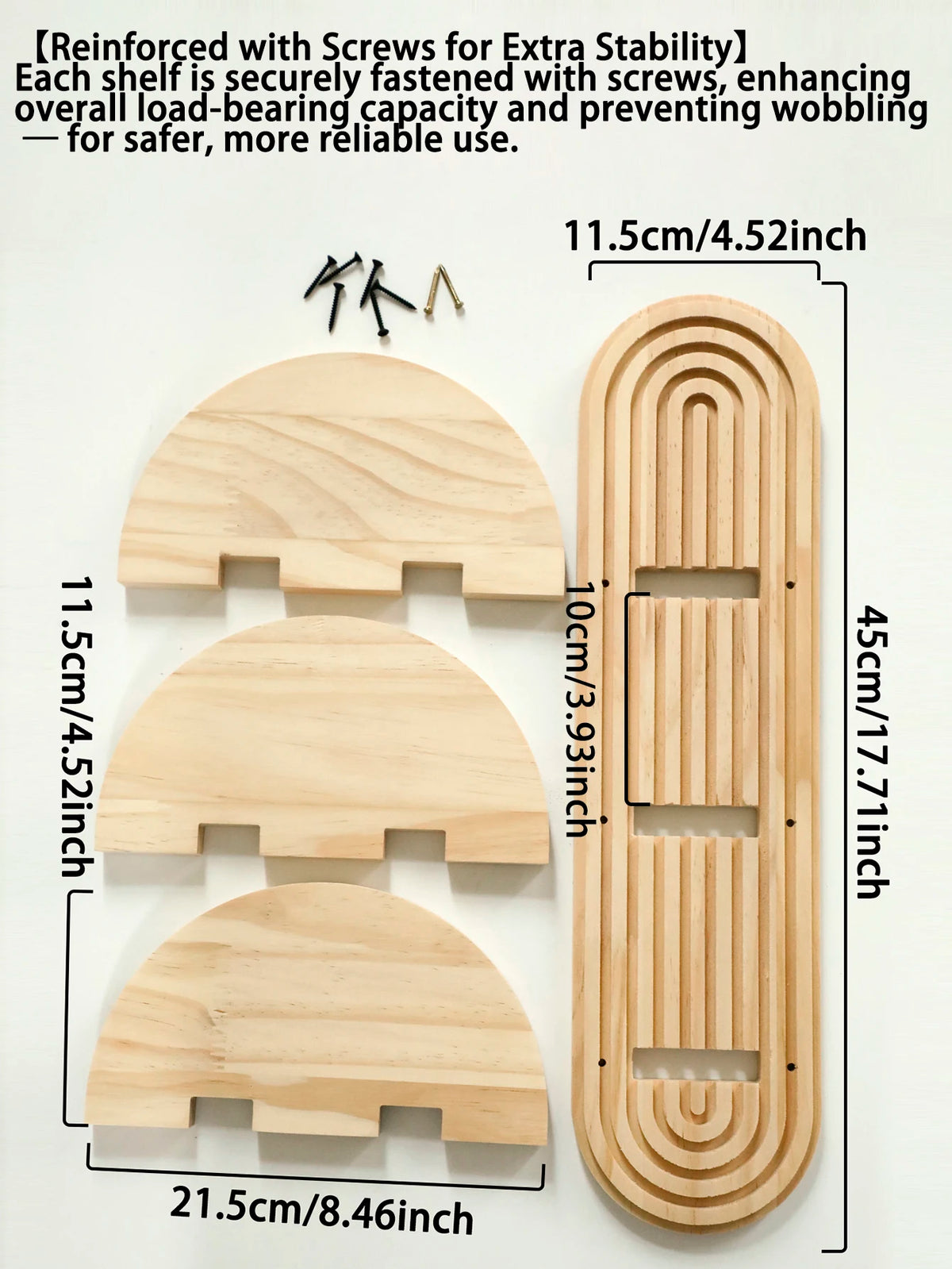 Étagère murale géométrique en bois naturel – Style bohème