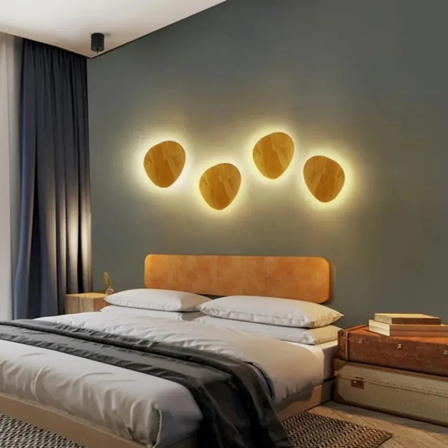 Applique murale LED en bois – Cercle & ovale minimaliste