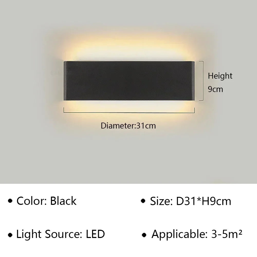 Applique murale LED en aluminium à éclairage haut et bas