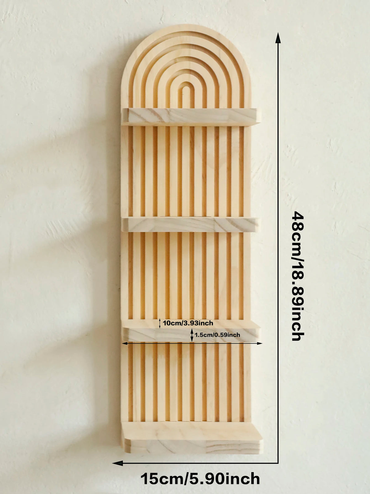 Étagère murale géométrique en bois naturel – Style bohème
