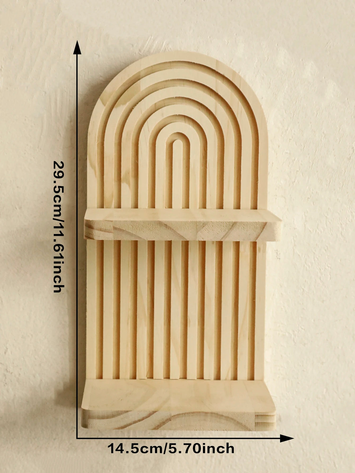 Étagère murale géométrique en bois naturel – Style bohème